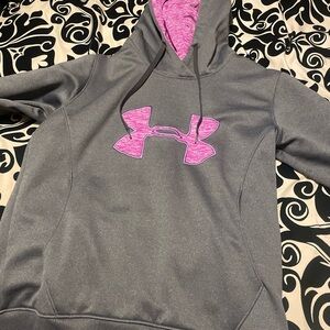 Under Armour Gray Hoodie with Pink Logo